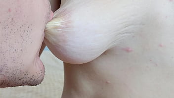 Intense nipple stimulation in closeup view